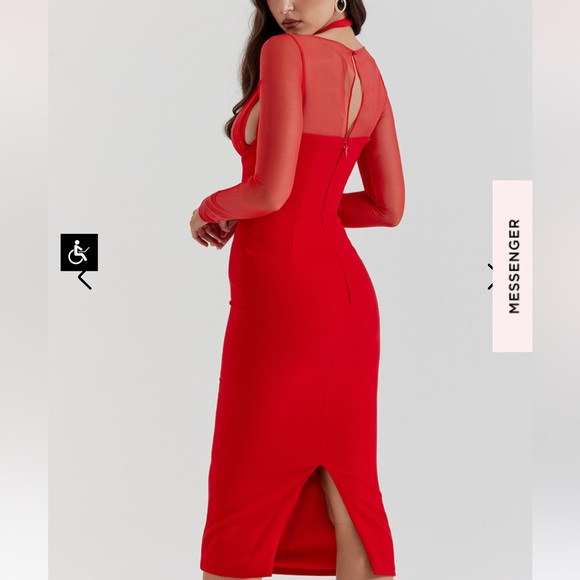 **SOLD** HOUSE OF CB Yasmin Scarlet Plunge Midi Dress - Picture 2 of 5